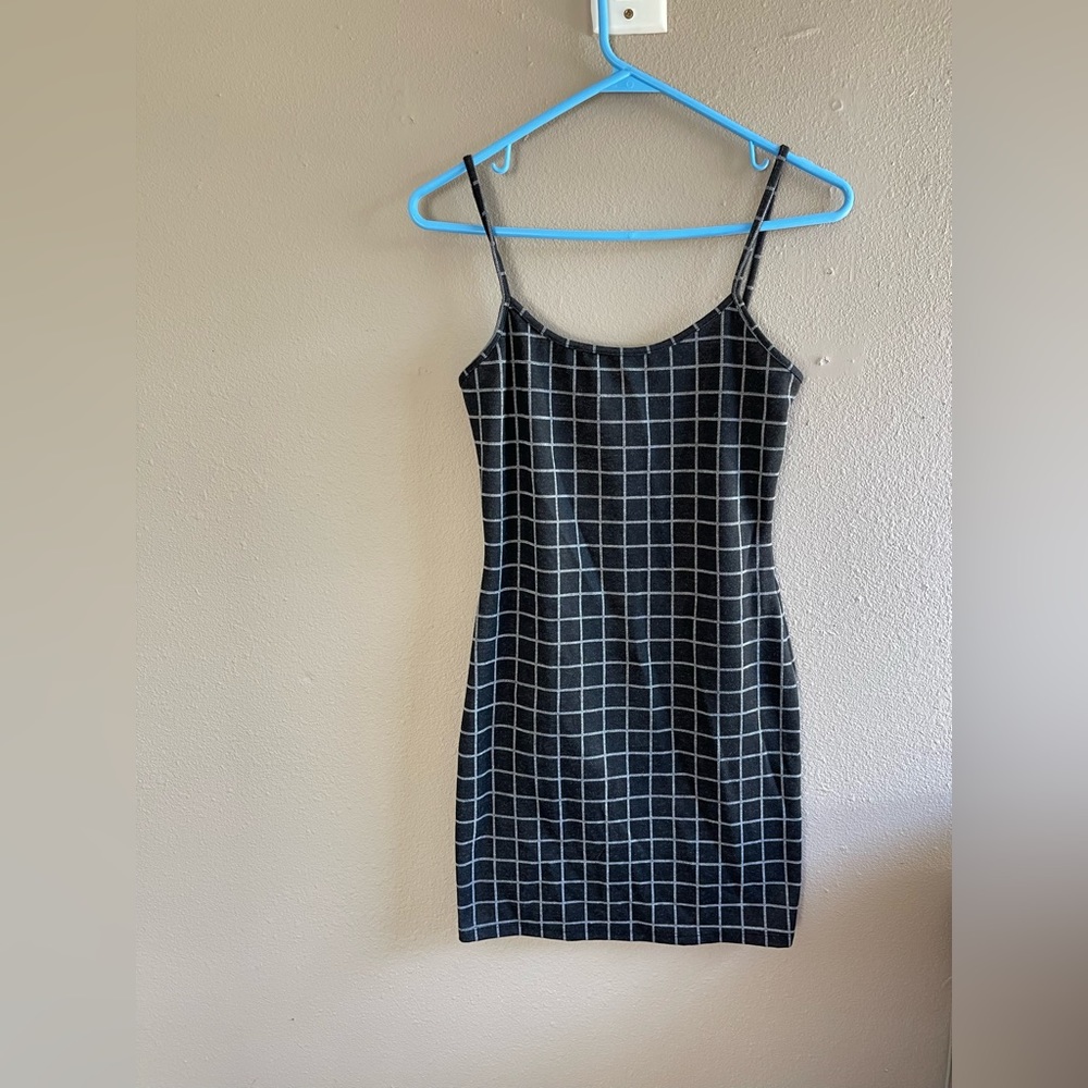 Black and white plaid cotton dress size small Popular 21